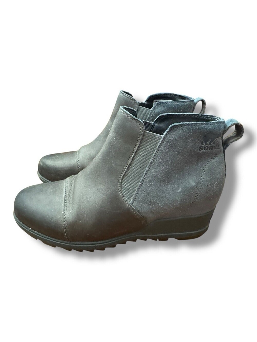 Sorel Evie Pull On Ankle Boot Wedge Leather Gray 1915881053 Women’s Size 10
